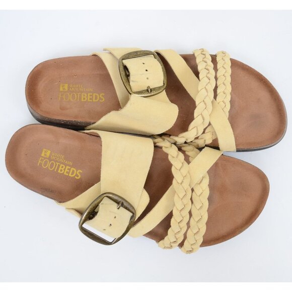 White Mountain Hazy Size 11 Multi-Strap Sandal Footbeds Leather Braided Detail - Picture 3 of 8
